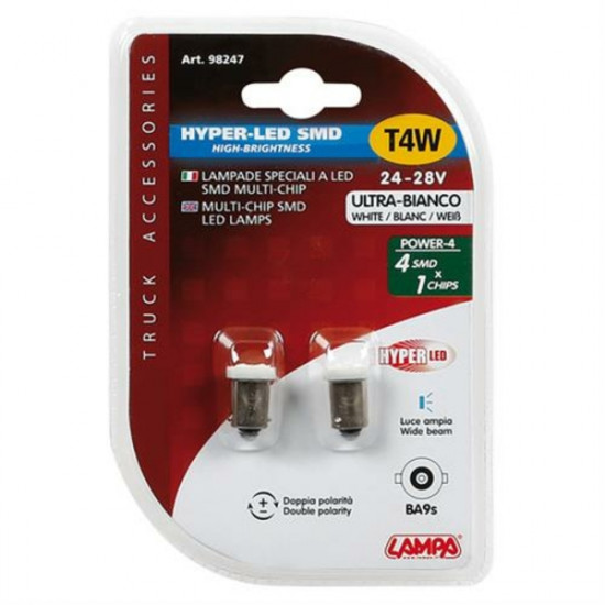 Lampa T4W 24/28V BA9s HYPER-LED4 ΛΕΥΚΟ