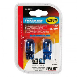 Lampa W21/5W 12V 21/5W W3x16q ΚΑΡΦΩΤΟ ΜΠΛΕ BLUE DYED-GLASS 2ΤΕΜ. BLISTER