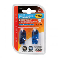 Lampa W21W (T20) 12V W3x16d 21W 200lm (ΚΑΡΦΩΤΟ-ΑΚΑΛΥΚΟ) BLUE DYED-GLASS 2ΤΕΜ. BLISTER