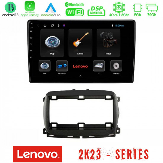 Lenovo Car Pad Fiat 500 2016-gt; 4Core Android 13 2+32GB Navigation Multimedia Tablet 9