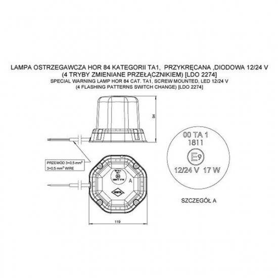 M-Tech ΦΑΡΟΣ LED IP56 ECE 12>24V ΒΙΔΩΤΟΣ 48LED ΠΟΡΤΟΚΑΛΙ 94x119mm