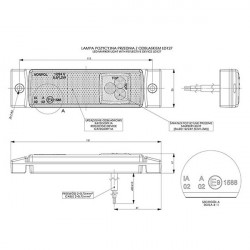 M-Tech ΦΩΣ ΟΓΚΟΥ ΑΝΑΚΛΑΣΤΙΚΟ LD127 12/24V 3LED HORPOL ΛΕΥΚΟ 13 x 3  cm -1ΤΕΜ.