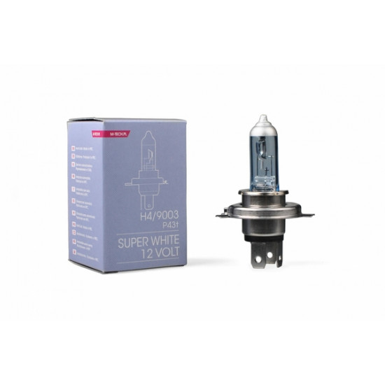 M-Tech H4 12V 60/55W P43t-38 COLOR SUPERWHITE 1ΤΕΜ. M-TECH