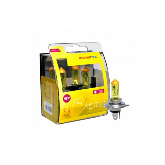 M-Tech H4 12V 60/55W P43t POWERTEC RETRO (ΚΙΤΡΙΝΕΣ ΛΑΜΠΕΣ) 2ΤΕΜ.