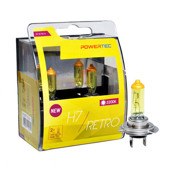 M-Tech H7 12V 55W PX26d POWERTEC RETRO (ΚΙΤΡΙΝΕΣ ΛΑΜΠΕΣ) 2ΤΕΜ.
