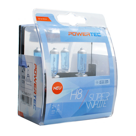 M-Tech H8 12V 55W 3.450K PGJ19-1 POWERTECK SUPERWHITE 2ΤΕΜ.
