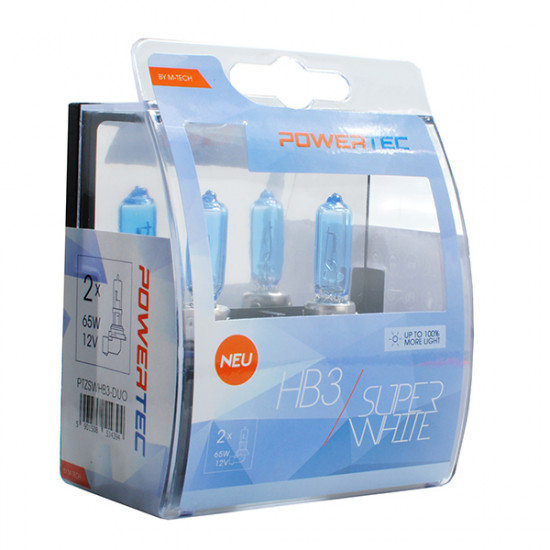 M-Tech HB3 12V 65W 3.450K P20d POWERTECK SUPERWHITE 2ΤΕΜ.