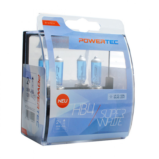 M-Tech HB4 12V 55W 3.450K P22d POWERTECK SUPERWHITE 2ΤΕΜ.