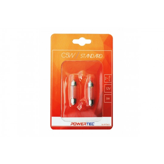 M-Tech ΛΑΜΠΑΚΙΑ ΠΛΑΦΟΝΙΕΡΑΣ C5W 12V 5W SV8,5-8 11x36mm POWERTEC STANDARD ΑΛΟΓΟΝΟΥ 2ΤΕΜ.