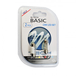 M-Tech ΛΑΜΠΑΚΙΑ ΠΛΑΦΟΝΙΕΡΑΣ C5W/C10W 12V 0,26W SV8,5 31mm LED 2xFlux 3mm ΛΕΥΚΟ BLISTER 2ΤΕΜ