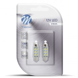 M-Tech ΛΑΜΠΑΚΙΑ ΠΛΑΦΟΝΙΕΡΑΣ C5W/C10W 12V 0,48W SV8,5 36mm LED 6xSMD3528 ΠΡΑΣΙΝΟ BLISTER 2ΤΕΜ. M-TECH
