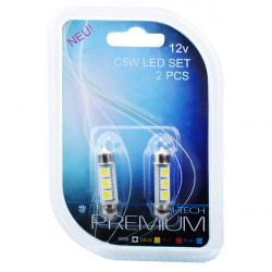 M-Tech ΛΑΜΠΑΚΙΑ ΠΛΑΦΟΝΙΕΡΑΣ C5W/C10W 12V 0,72W SV8,5 36mm CAN-BUS LED 3xSMD5050 PREMIUM ΛΕΥΚΟ BLISTER 2ΤΕΜ