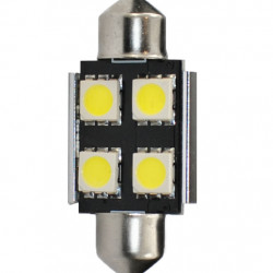 M-Tech ΛΑΜΠΑΚΙΑ ΠΛΑΦΟΝΙΕΡΑΣ C5W/C10W 12V 0,96W SV8,5 36mm CAN-BUS+RADIATOR LED 4xSMD5050 PREMIUM ΛΕΥΚΟ 1ΤΕΜ