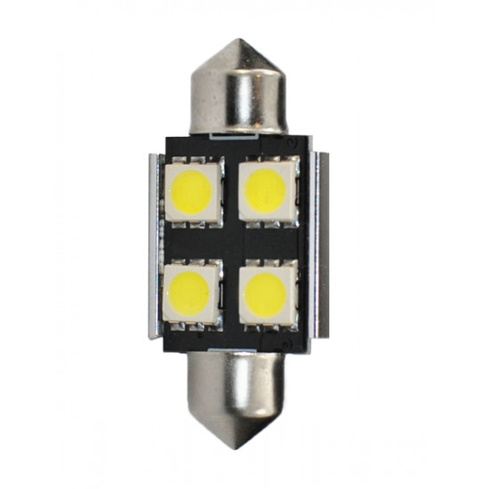 M-Tech ΛΑΜΠΑΚΙΑ ΠΛΑΦΟΝΙΕΡΑΣ C5W/C10W 12V 0,96W SV8,5 36mm CAN-BUS+RADIATOR LED 4xSMD5050 PREMIUM ΛΕΥΚΟ 1ΤΕΜ