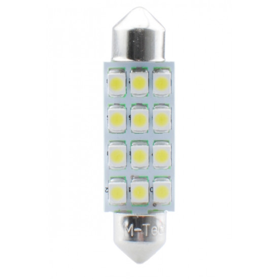 M-Tech ΛΑΜΠΑΚΙΑ ΠΛΑΦΟΝΙΕΡΑΣ C5W/C10W 12V 0,96W SV8,5 41mm PREMIUM LED 12xSMD3528 ΛΕΥΚΟ 1ΤΕΜ.