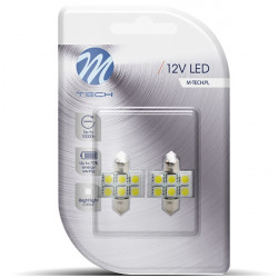 M-Tech ΛΑΜΠΑΚΙΑ ΠΛΑΦΟΝΙΕΡΑΣ C5W/C10W 12V 1,44W SV8,5 31mm LED 6xSMD5050 ΛΕΥΚΟ 2ΤΕΜ.