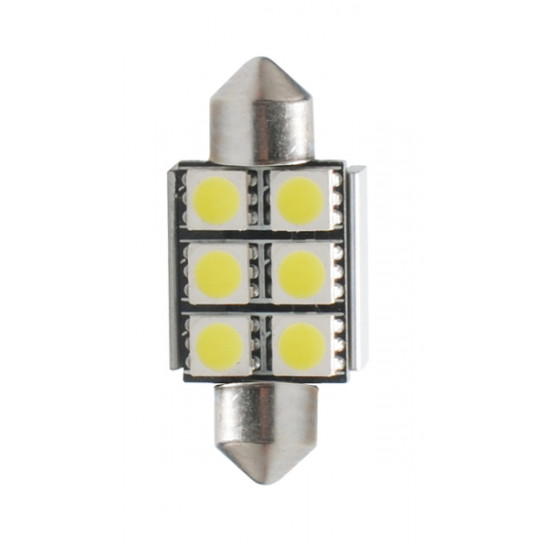 M-Tech ΛΑΜΠΑΚΙΑ ΠΛΑΦΟΝΙΕΡΑΣ C5W/C10W 12V 1,44W SV8,5 36mm CAN-BUS+RADIATOR LED 6xSMD5050 PREMIUM ΛΕΥΚΟ 1ΤΕΜ