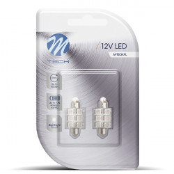 M-Tech ΛΑΜΠΑΚΙΑ ΠΛΑΦΟΝΙΕΡΑΣ C5W/C10W 12V 1,44W SV8,5 36mm PREMIUM LED 6xSMD5050 ΜΠΛΕ BLISTER 2ΤΕΜ. M-TECH