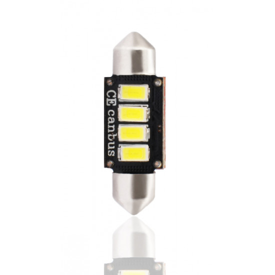 M-Tech ΛΑΜΠΑΚΙΑ ΠΛΑΦΟΝΙΕΡΑΣ C5W/C10W 12V 2W SV8,5 36mm CAN-BUS+RADIATOR LED 4xSMD5730 PREMIUM ΛΕΥΚΟ 1ΤΕΜ.