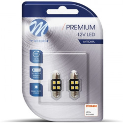 M-Tech ΛΑΜΠΑΚΙΑ ΠΛΑΦΟΝΙΕΡΑΣ C5W/C10W 12V SV8.5 0,5W 31mm 4xSMD2835 LED OSRAM CAN-BUS ΛΕΥΚΟ 2ΤΕΜ. M-TECH