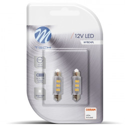 M-Tech ΛΑΜΠΑΚΙΑ ΠΛΑΦΟΝΙΕΡΑΣ C5W/C10W 12V SV8.5 0,75W 41mm 6xSMD2835 LED OSRAM ΛΕΥΚΟ  BLISTER 2ΤΕΜ. M-TECH