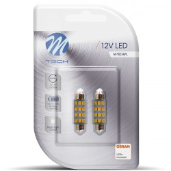 M-Tech ΛΑΜΠΑΚΙΑ ΠΛΑΦΟΝΙΕΡΑΣ C5W/C10W 12V SV8.5 41mm 1,5W 12xSMD2835 LED OSRAM ΛΕΥΚΟ  BLISTER 2ΤΕΜ. M-TECH