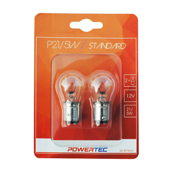 M-Tech P21/5W 12V 21/5W BAY15d ΔΙΠΟΛΙΚΟ (STOP) POWERTEC STANDARD ΑΛΟΓΟΝΟΥ 2ΤΕΜ.