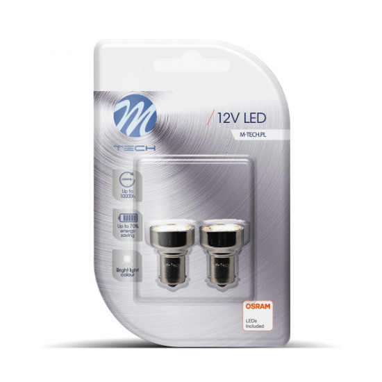 M-Tech P21W 12V Ba15s 19xSMD2835 LED OSRAM ΛΕΥΚΟ BLISTER 2ΤΕΜ. M-TECH