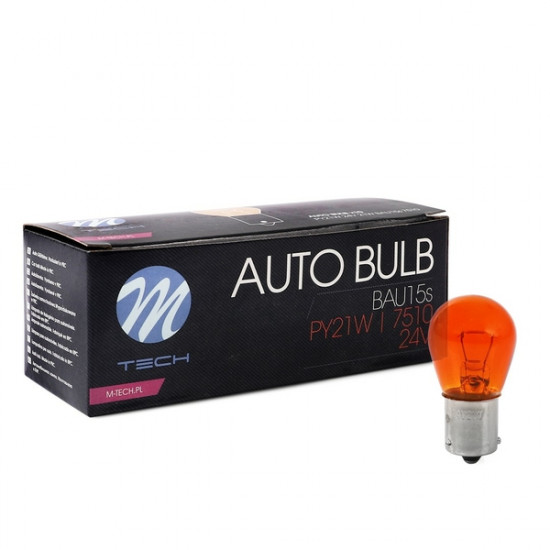 M-Tech PY21W 24V 21W BAU15s ΜΟΝΟΠΟΛΙΚΟ ΠΑΡΑΚΕΝΤΡΟ ΠΟΡΤΟΚΑΛΙ ΦΩΣ ΚΟΥΤΙ 10ΤΕΜ.