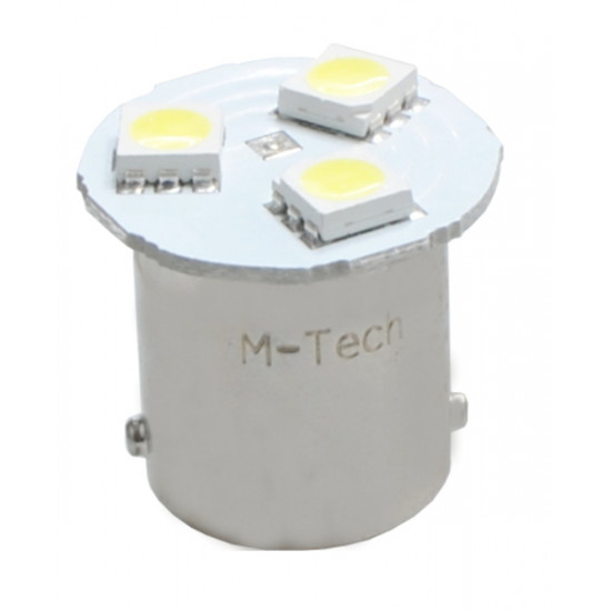 M-Tech R5W/R10W 12V BA15s LED 3xSMD5050 ΛΕΥΚΟ (ΜΟΝΟΠΟΛΙΚΟ) 1ΤΕΜ.