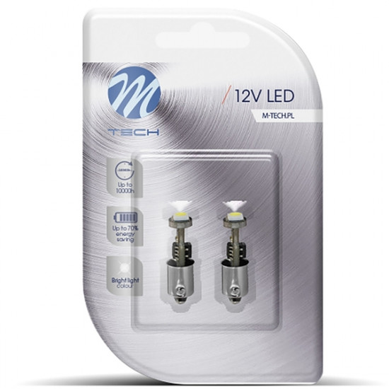 M-Tech T4W 12V 0,72W BA9s (ΜΙΝΙΟΝ) LED 1xSMD5050 CAN-BUS ΛΕΥΚΟ BLISTER 2ΤΕΜ.