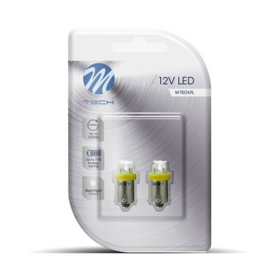 M-Tech T4W 12V 0,96W BA9s (ΜΙΝΙΟΝ) LED 4xLED 3mm ΚΙΤΡΙΝΟ BLISTER 2ΤΕΜ. M-TECH