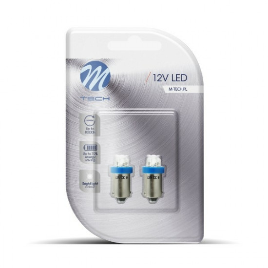 M-Tech T4W 12V 0,96W BA9s (ΜΙΝΙΟΝ) LED 4xLED 3mm ΜΠΛΕ BLISTER 2ΤΕΜ. M-TECH