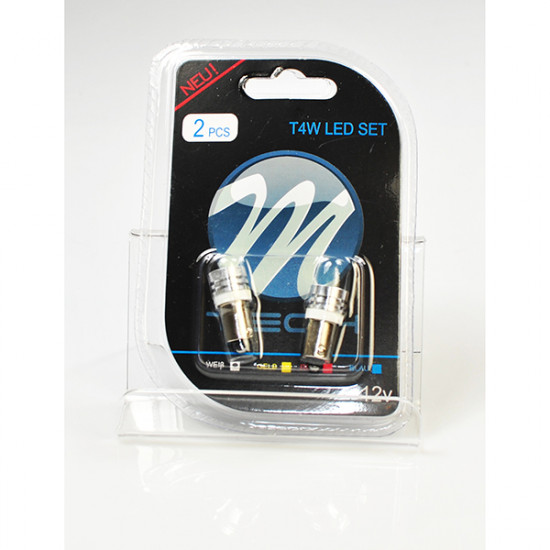 M-Tech T4W 12V 1W BA9s (ΜΙΝΙΟΝ) LED 1xHP ΛΕΥΚΟ BLISTER 2ΤΕΜ.