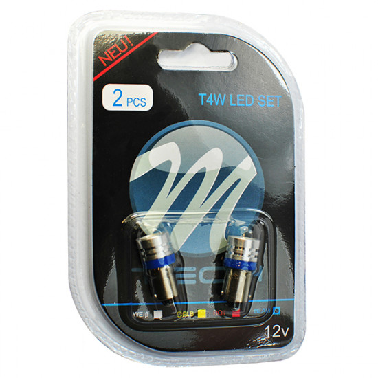 M-Tech T4W 12V 1W BA9s (ΜΙΝΙΟΝ) LED 1xHP ΜΠΛΕ BLISTER 2ΤΕΜ