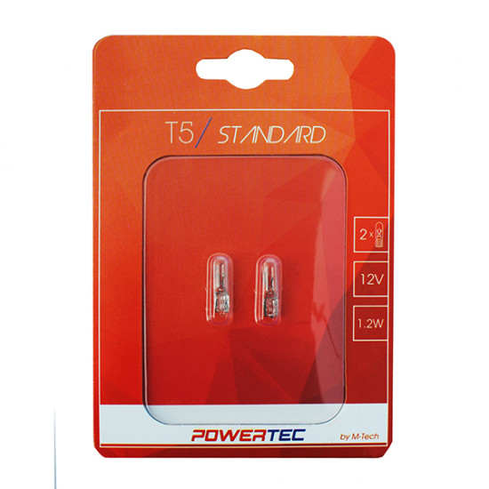 M-Tech T5 12V 1,2W W2x4,6d (ΚΑΡΦΩΤΟ ΑΚΑΛΥΚΟ)  POWERTEC STANDARD ΑΛΟΓΟΝΟΥ 2ΤΕΜ.