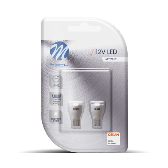 M-Tech W16W 12V W2,1x9,5d 7xSMD2835 LED OSRAM ΛΕΥΚΟ BLISTER 2ΤΕΜ. M-TECH