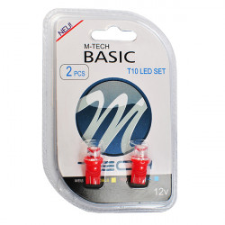 M-Tech W5W 12V T10 W2,1x9,5d LED 1xFlux 8mm ΚΟΚΚΙΝΟ (ΚΑΡΦΩΤΟ ΑΚΑΛΥΚΟ) BLISTER 2ΤΕΜ.