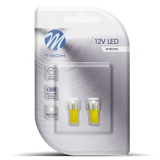 M-Tech W5W 12V T10 W2,1x9,5d LED 1xHP ΚΙΤΡΙΝΟ (ΚΑΡΦΩΤΟ ΑΚΑΛΥΚΟ) BLISTER 2ΤΕΜ. M-TECH