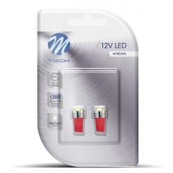 M-Tech W5W 12V T10 W2,1x9,5d LED 1xHP ΚΟΚΚΙΝΟ (ΚΑΡΦΩΤΟ ΑΚΑΛΥΚΟ) BLISTER 2ΤΕΜ. M-TECH