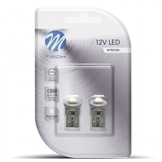 M-Tech W5W 12V T10 W2,1x9,5d LED 1xSMD5050 ΛΕΥΚΟ (ΚΑΡΦΩΤΟ ΑΚΑΛΥΚΟ) BLISTER 2ΤΕΜ.