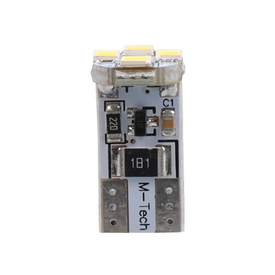 M-Tech W5W 12V T10 W2,1x9,5d LED 4xSMD3528 ΛΕΥΚΟ (ΚΑΡΦΩΤΟ CAN-BUS) BLISTER 2ΤΕΜ. M-TECH