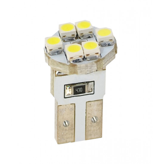 M-Tech W5W 12V T10 W2,1x9,5d LED 6xSMD3528 ΛΕΥΚΟ (ΚΑΡΦΩΤΟ ΑΚΑΛΥΚΟ) BLISTER 2ΤΕΜ.