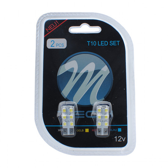 M-Tech W5W 12V T10 W2,1x9,5d LED 6xSMD3528 ΛΕΥΚΟ (ΚΑΡΦΩΤΟ ΑΚΑΛΥΚΟ) BLISTER 2ΤΕΜ.