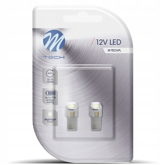M-Tech W5W 12V T10 W2,1x9,5d LED 6xSMD5730 ΛΕΥΚΟ (ΚΑΡΦΩΤΟ ΑΚΑΛΥΚΟ) BLISTER 2ΤΕΜ. M-TECH