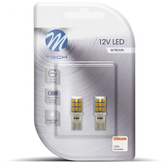 M-Tech W5W 12V T10 W2,1x9,5d LED 9xSMD2835 ΛΕΥΚΟ (ΚΑΡΦΩΤΟ ΑΚΑΛΥΚΟ) BLISTER 2ΤΕΜ. M-TECH