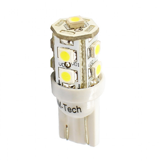 M-Tech W5W 12V T10 W2,1x9,5d LED 9xSMD3528 ΛΕΥΚΟ (ΚΑΡΦΩΤΟ ΑΚΑΛΥΚΟ) BLISTER 2ΤΕΜ.