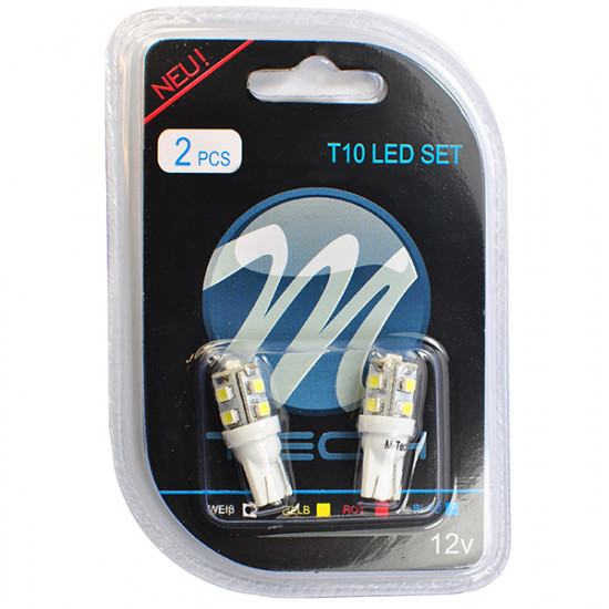 M-Tech W5W 12V T10 W2,1x9,5d LED 9xSMD3528 ΛΕΥΚΟ (ΚΑΡΦΩΤΟ ΑΚΑΛΥΚΟ) BLISTER 2ΤΕΜ.