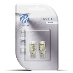 M-Tech W5W 12V T10 W2,1x9,5d LED 9xSMD3528 ΜΠΛΕ (ΚΑΡΦΩΤΟ ΑΚΑΛΥΚΟ) BLISTER 2ΤΕΜ. M-TECH