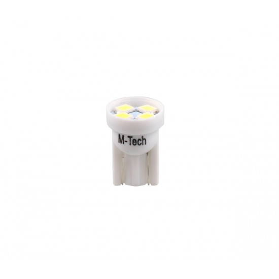 M-Tech W5W 24V T10 W1,2x9,5d LED 4xSMD3528 ΛΕΥΚΟ ΔΙΑΘΛΑΣΗ (ΚΑΡΦΩΤΟ ΑΚΑΛΥΚΟ) BLISTER 2ΤΕΜ. M-TECH